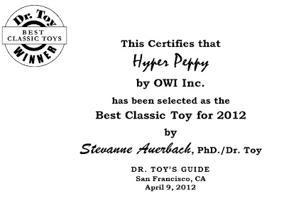 Dr.Toy Selects OWI Hyper Peppy as Best Classic Toy for 2012