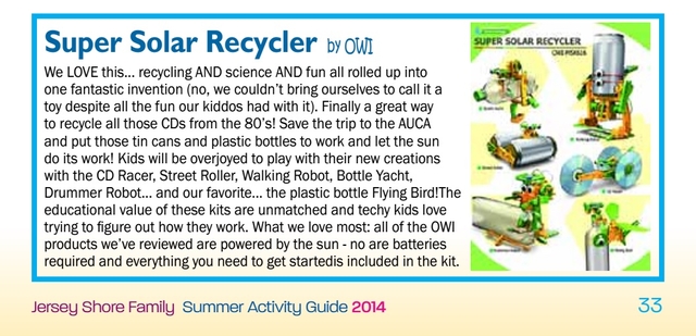 The Super Solar Recycler in the Summer Fun issue of Jersey Shore Family