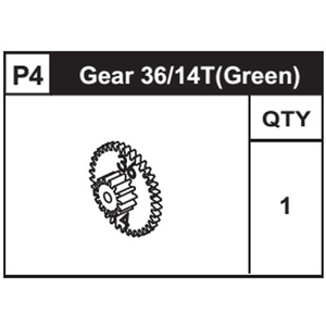 04-89300P4 Gear 36/14T (Green)