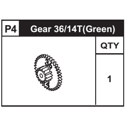 04-89300P4 Gear 36/14T (Green)