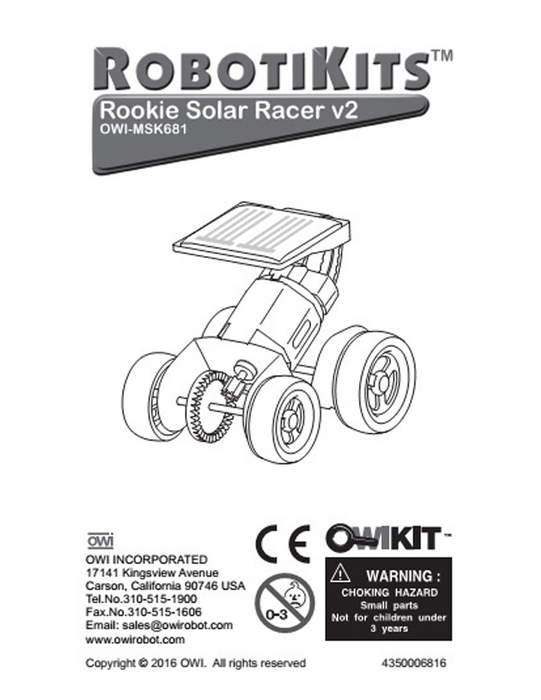 Rookie Solar Racer V2 Manual